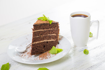 Chocolate cake and black coffee
