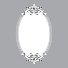 frame oval vintage baroque flowers vector