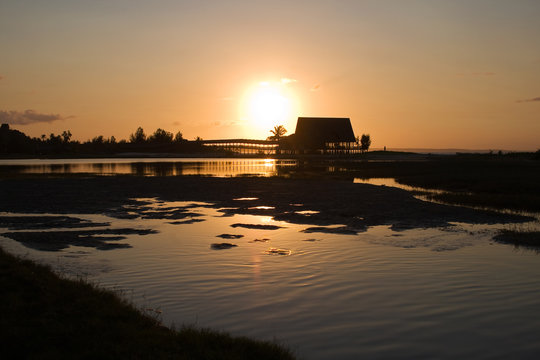 Lagoon in Barra at sunset, Mozambique.