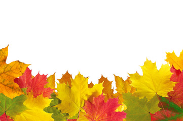 Autumn leaves frame over white for your text