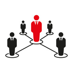 The teamwork icon. Leadership and connection, business teams symbol. Flat