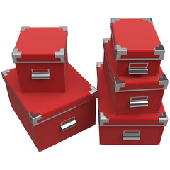 Boxes with chrome handles. 3D graphic