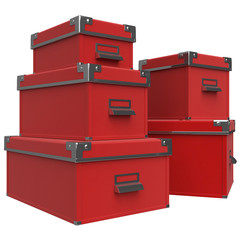 Boxes, handles, chrome. 3D graphic