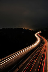 Light trails on the road