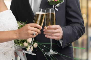 Wedding, Bride, Champagne.