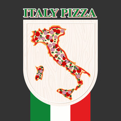 Italian pizza. Sign for a restaurant or Cafe. Pizza in silhouett