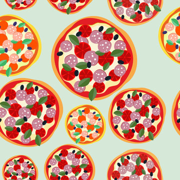 Pizza Italy seamless pattern. Vector background food