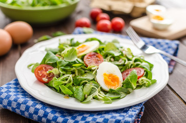 Lambs lettuce salad, hard-boiled eggs