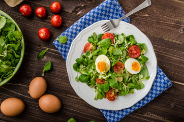 Lambs lettuce salad, hard-boiled eggs