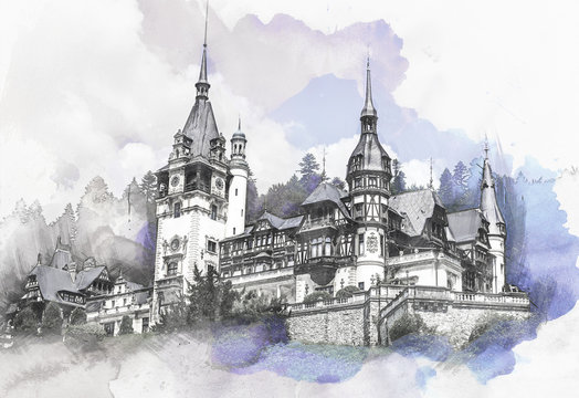 old castle  drawing