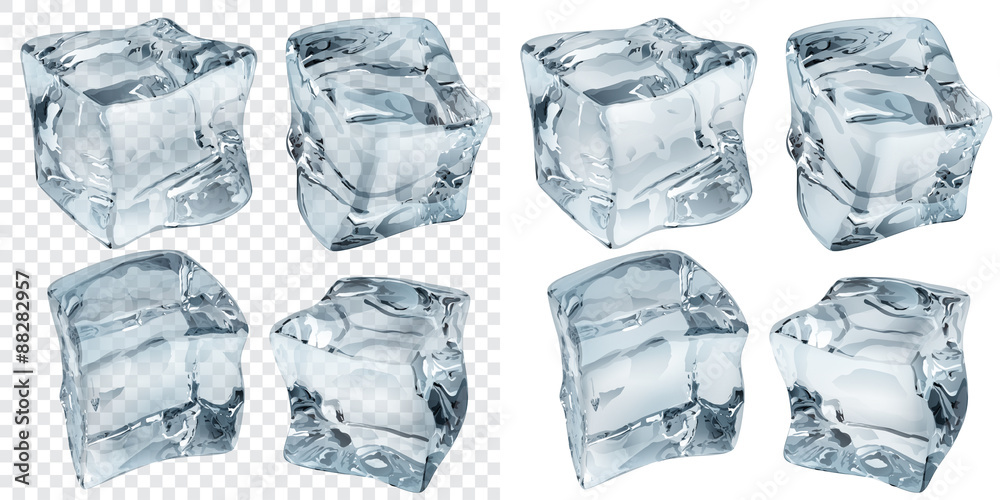 Wall mural light blue ice cubes. transparency only in vector file