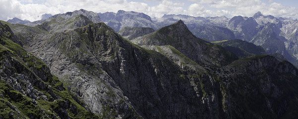 Vom Schneibstein aus gesehenes Panorama mit Steinernen Meer 