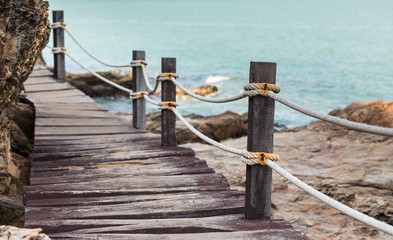 Fototapeta premium long wood walk path