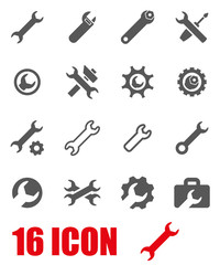 Vector grey settings wrench icon set