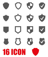 Vector grey shield icon set