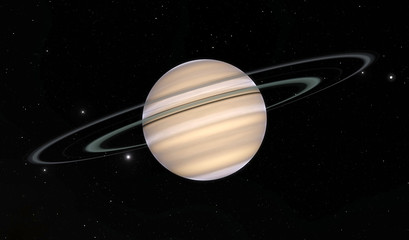 Computer illustration of Saturn. Deep black space background