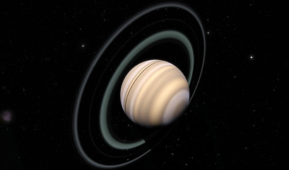 Computer illustration of Saturn. Deep black space background