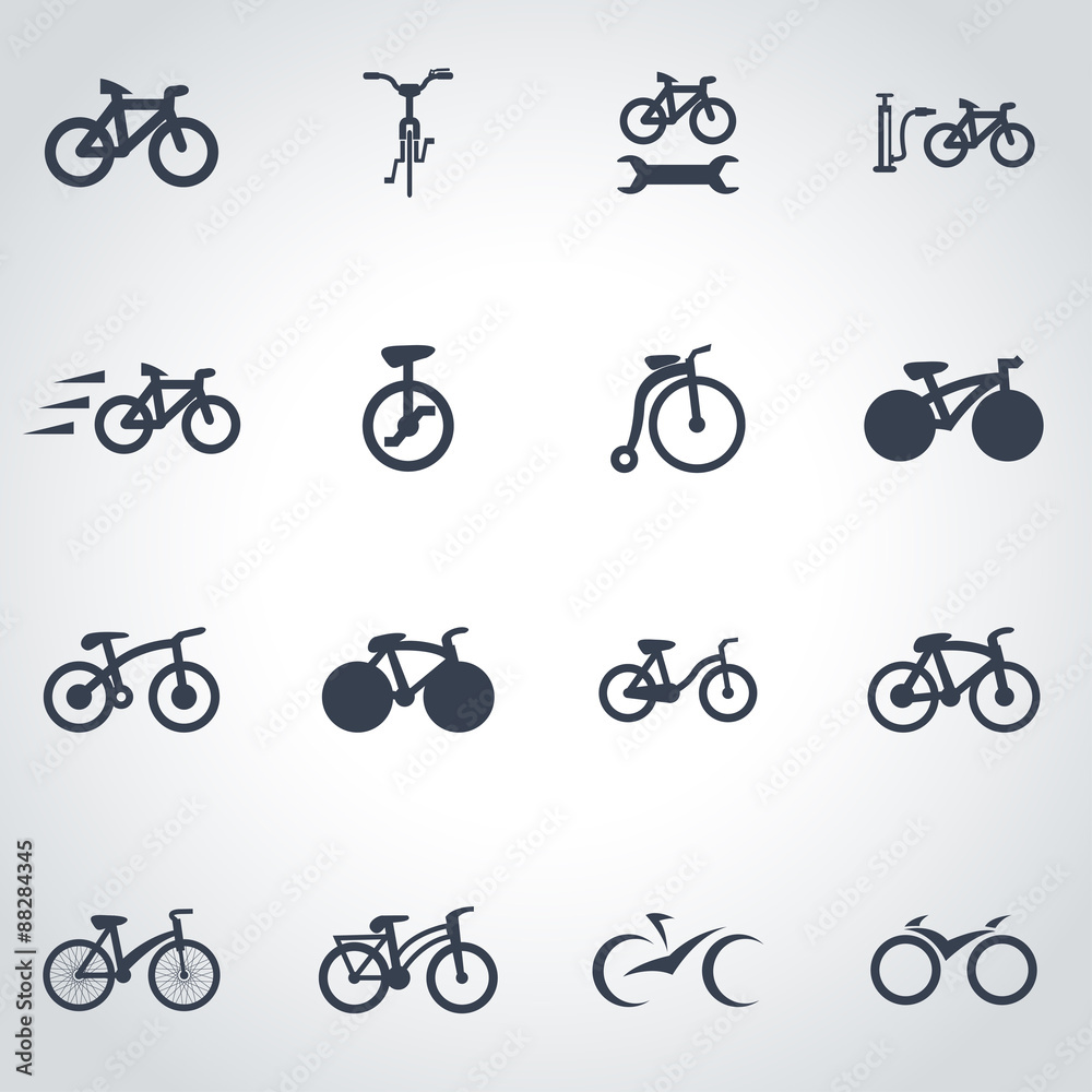 Canvas Prints vector black bicycle icon set