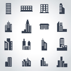 Fototapeta premium Vector black building icon set