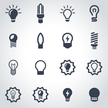 Vector black bulbs icon set