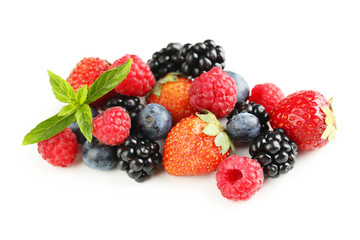 Fresh sweet berries isolated on a white