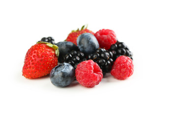 Fototapeta na wymiar Fresh sweet berries isolated on a white