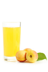 Apricot juice isolated on a white