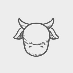 Cow head sketch icon