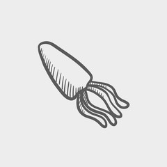 Squid seafood sketch icon