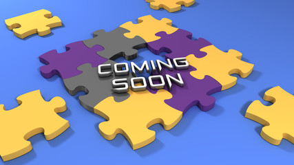 Obraz premium Coming soon text with color puzzle background
