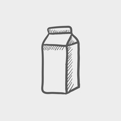 Fresh milk in a box sketch icon