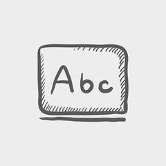 Letters abc in blackboard sketch icon