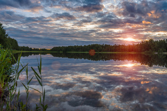 sunset over the lake