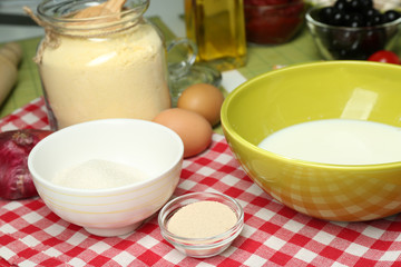 Food ingredients for cooking on table close up
