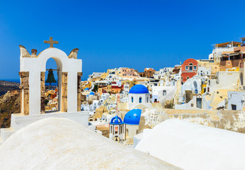 Beautiful city of Oia on Santorini island. Santorini is one of the most popular tourist destinations in Greece.