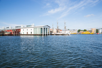 KARLSKRONA, SWEDEN: Marinmuseum view from the sea