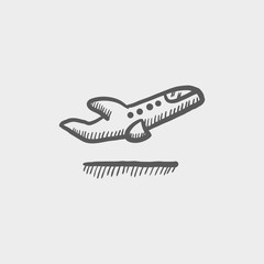 Airplane takeoff  sketch icon