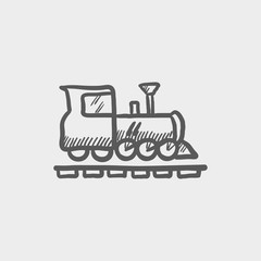 Railroad train sketch icon