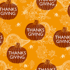 Vector seamless Thanksgiving pattern. 
