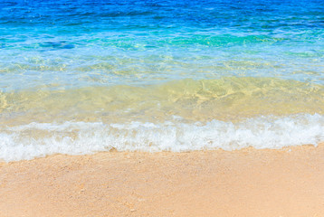 Fototapeta na wymiar sand beach and sea wave for natural background