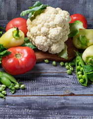 Fresh vegetable - cauliflower, tomatoes, peas, peppers, parsley