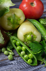 Fresh vegetable - cauliflower, tomatoes, peas, peppers, parsley
