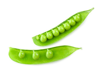 Fresh green peas isolated on white