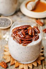 oat cinnamon Chia seed pudding with honey pecan