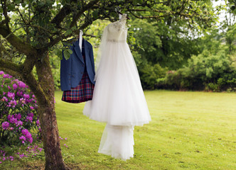 Obraz na płótnie Canvas Kilt and Wedding dress