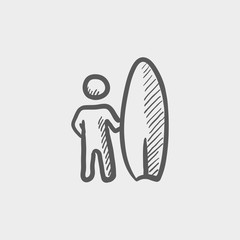 Wakeboarder sketch icon