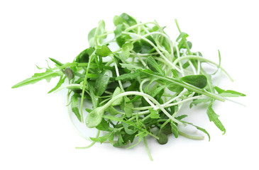 Fresh mixed green salad isolated on white