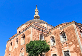 Fototapeta na wymiar Rhodes's famous landmark of Suleymaniye Mosque Rhodes island, Greece.