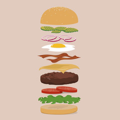 Burger with various additions for customization