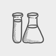 Test tube and beaker sketch icon